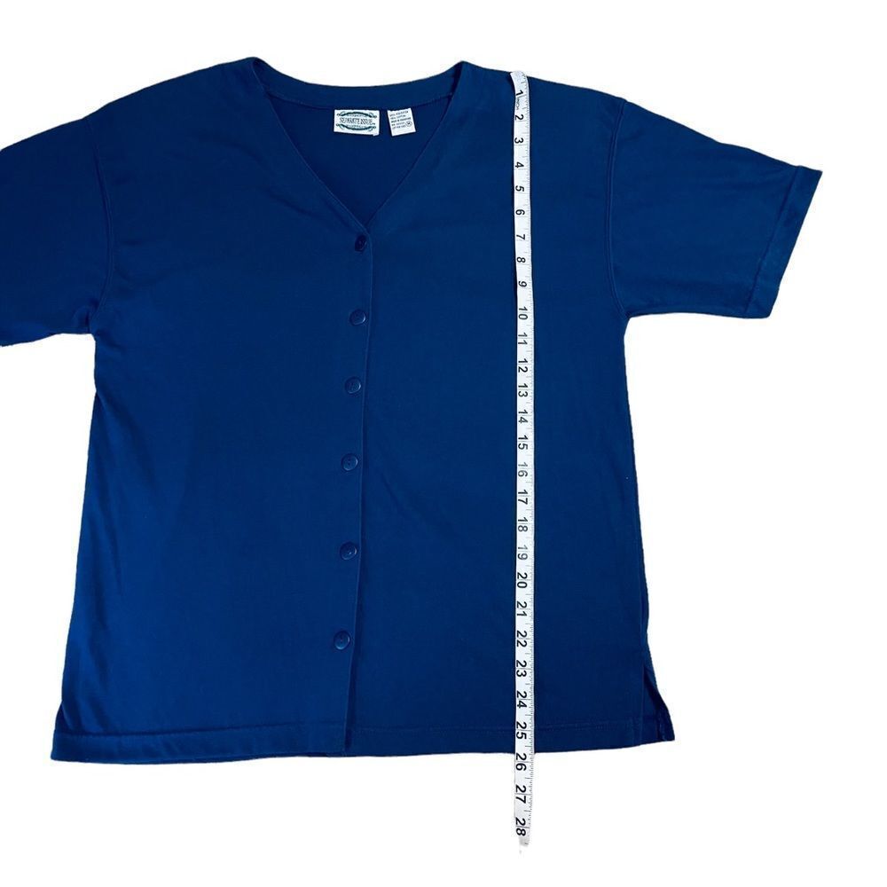 Blue button down V neck shirt - image 6